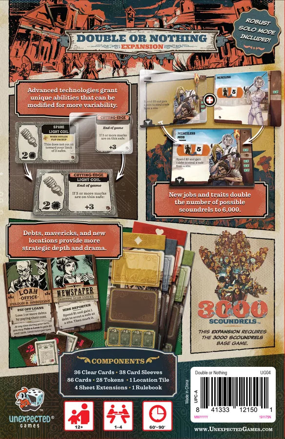 3000 Scoundrels: Double or Nothing Expansion Board Games Unexpected Games