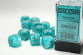 Cirrus Aqua/silver 16mm d6 Dice Block (12 dice) Dice CHESSEX