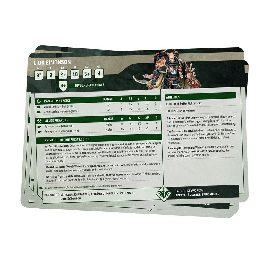 Datasheet Cards: Dark Angels Rulebook Games Workshop