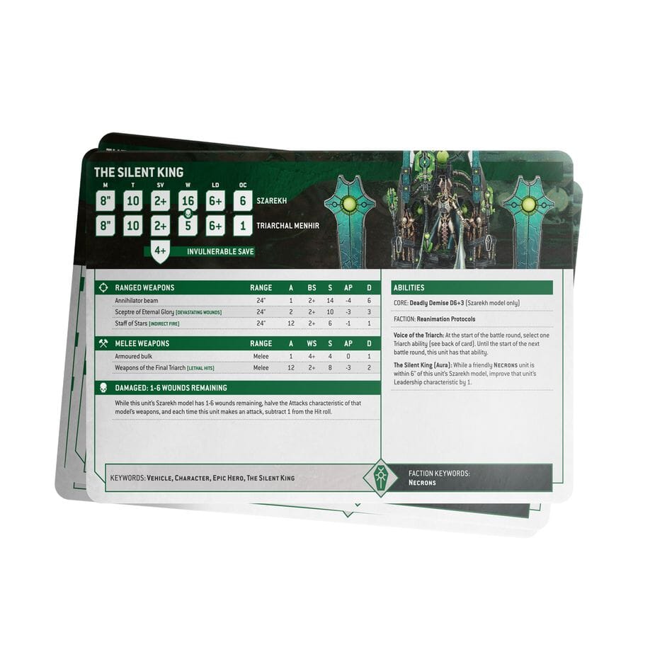 Datasheet Cards: Necrons Rulebook Games Workshop