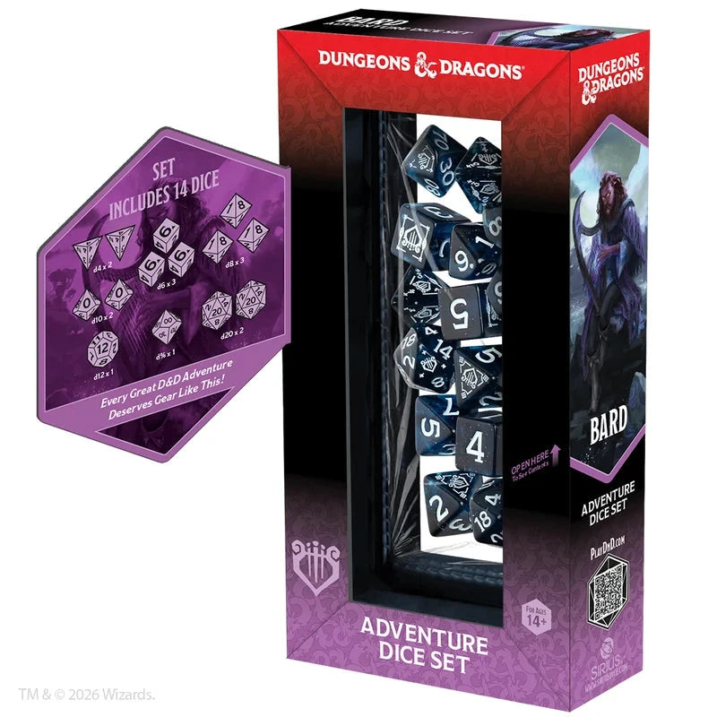 Dungeons & Dragons Adventure Dice Set - Bard: Blue/Black Dice Sets & Games Sirius Dice 