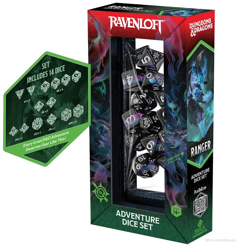 Dungeons & Dragons Adventure Dice Set - Ranger: Black/Blue Dice Sets & Games Sirius Dice 