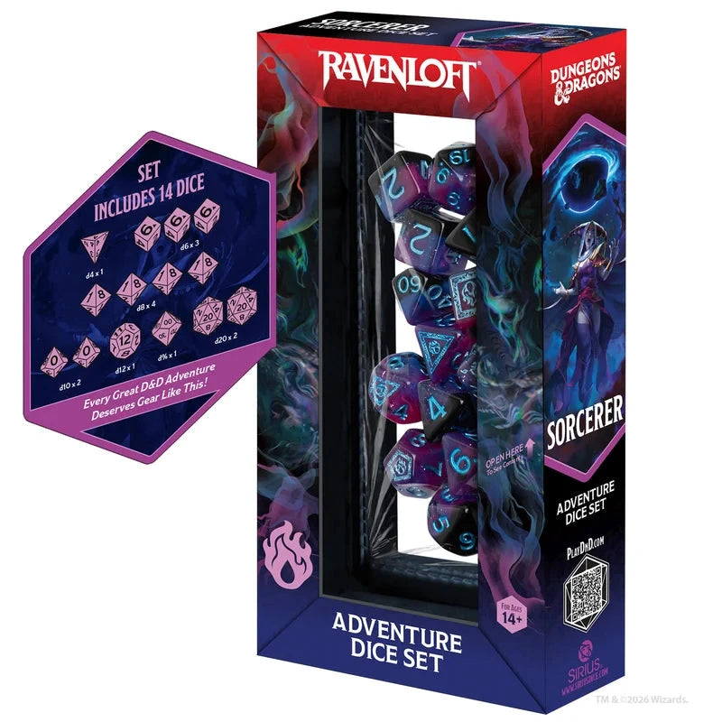 Dungeons & Dragons Adventure Dice Set - Sorcerer: Purple Dice Sets & Games Sirius Dice 