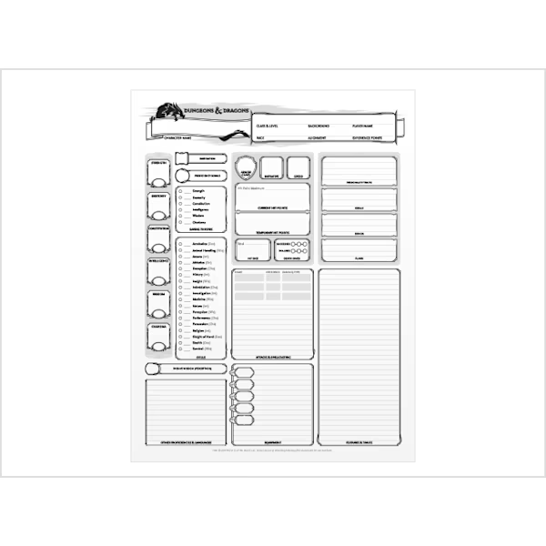 Dungeons & Dragons: Character Sheets RPG Wizards of the Coast 