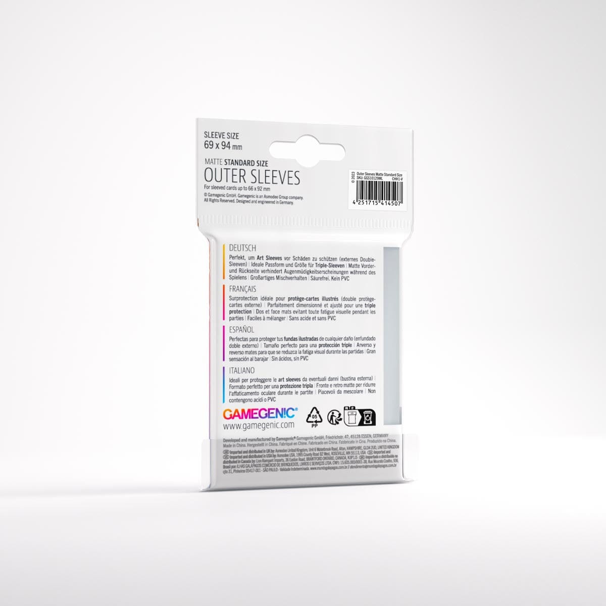 Gamegenic Matte Outer Sleeves Standard Size Card Sleeves Gamegenic