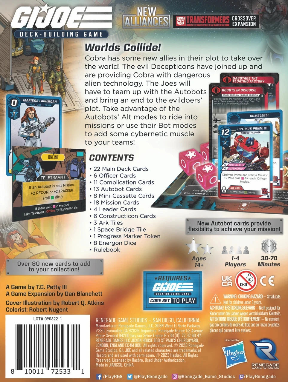 G.I. JOE Deck-Building Game New Alliances - A Transformers Crossover Expansion Card Games Renegade Games Studios 