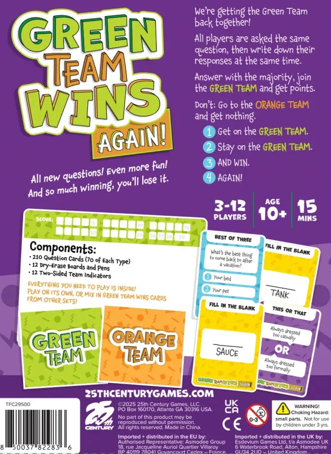 Green Team Wins Again Party Games 25th Century Games 