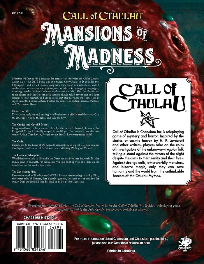 Mansions of Madness: Vol 1 - Behind Closed Doors RPG Chaosium 