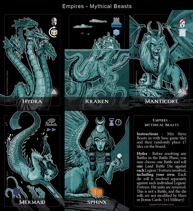 Mare Nostrum: Empires – Mythical Beasts Expansion Tiles Board Games ACADEMY GAMES