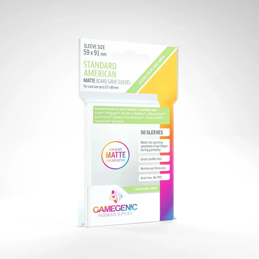 MATTE STANDARD AMERICAN-SIZED BOARDGAME SLEEVES 59X91 MM Accessories Gamegenic