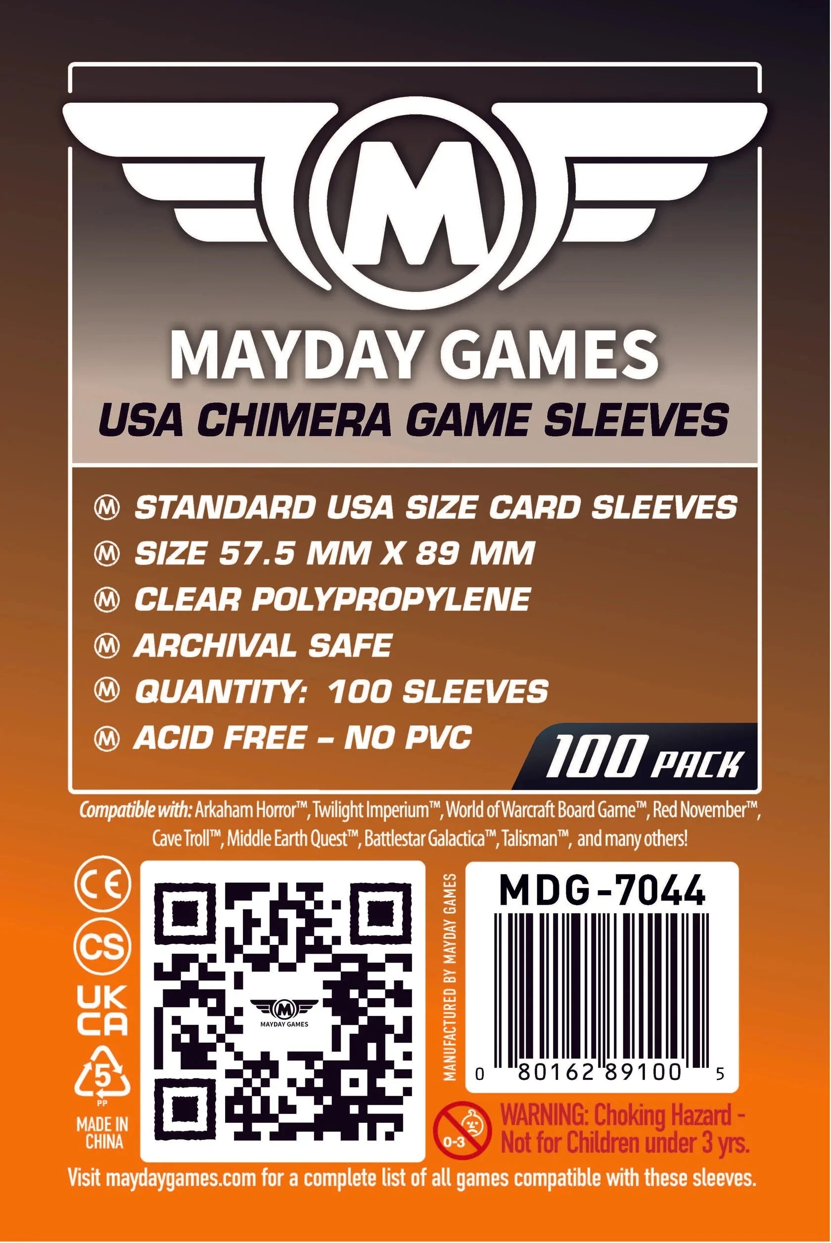 Mayday 7044 57.5x89mm 100pack Card Sleeves MAYDAY GAMES INC 