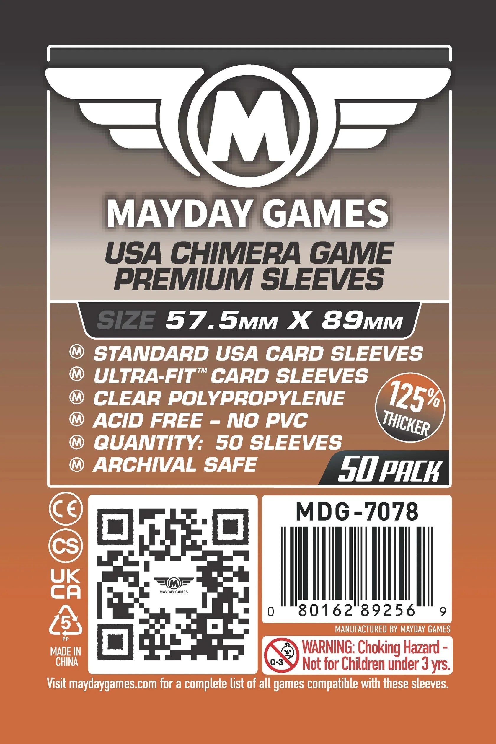 Mayday 7078 57.5x89mm 50pack Card Sleeves MAYDAY GAMES INC 
