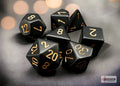 Opaque Black/gold Polyhedral 7-Dice Set Dice CHESSEX