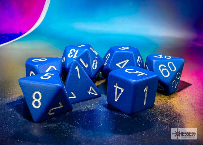 Opaque Blue/white Polyhedral 7-Dice Set Dice CHESSEX