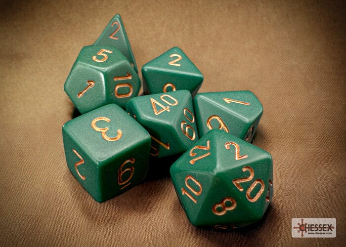 Opaque Dusty Green/copper Polyhedral 7-Dice Set Dice CHESSEX