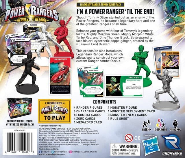 Power Rangers: Heroes of the Grid - Legendary Rangers Tommy Oliver Pack Board Games Renegade Games Studios