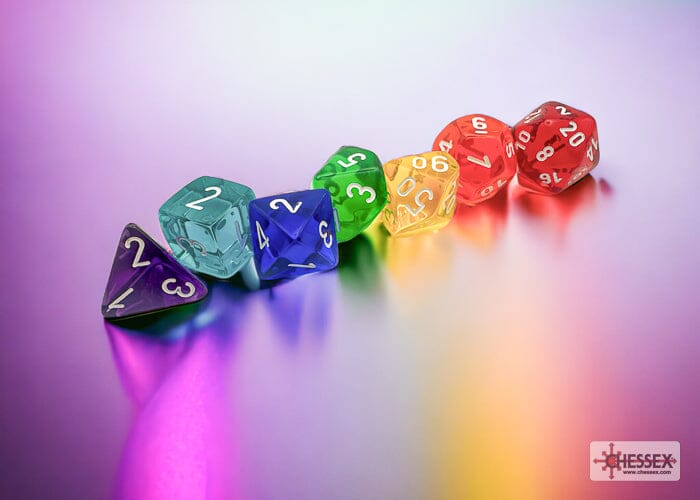 Prism Translucent GM & Beginner Player Polyhedral 7-Die Set Dice CHESSEX