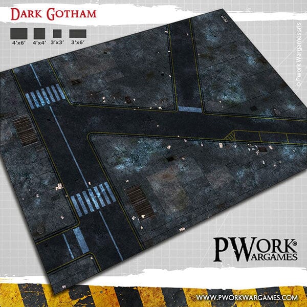 PWork Wargames Neoprene Gaming Mat 44x60" Play Mats Pwork Dark Gotham 