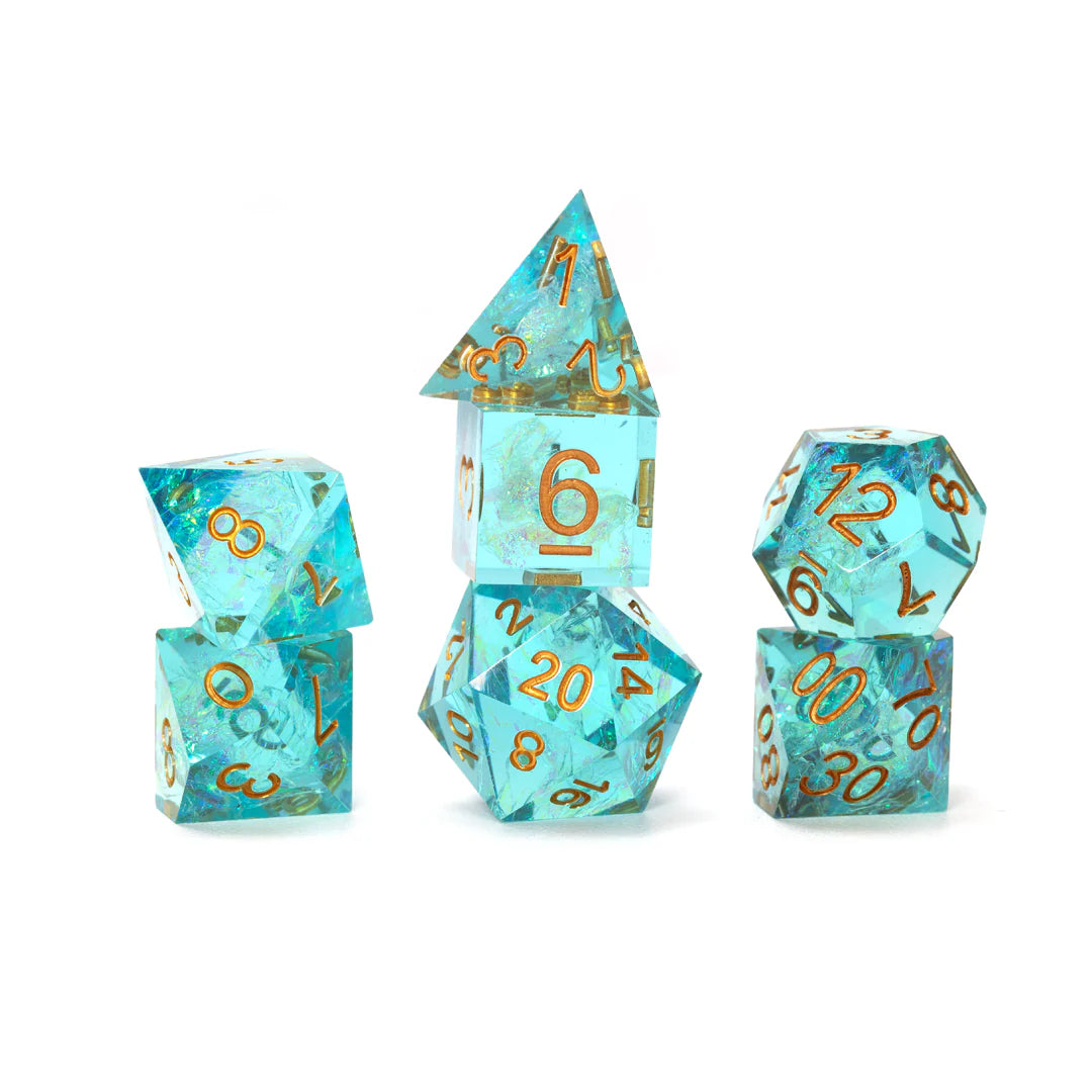 Sharp Aqua Fairy 7-Piece Polyhedral RPG Dice Set Dice Sirius Dice