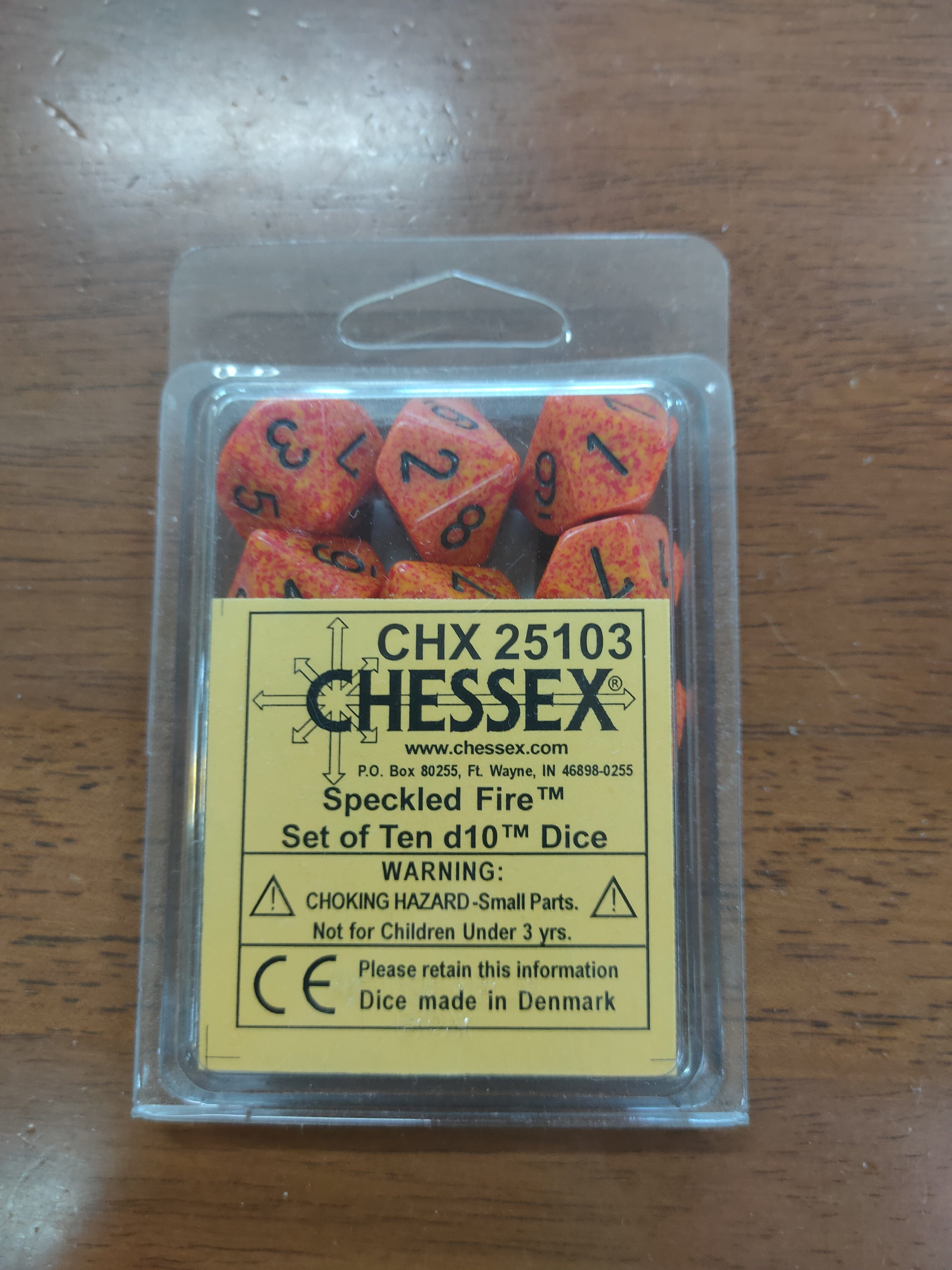 Speckled Fire Set of Ten d10's General CHESSEX
