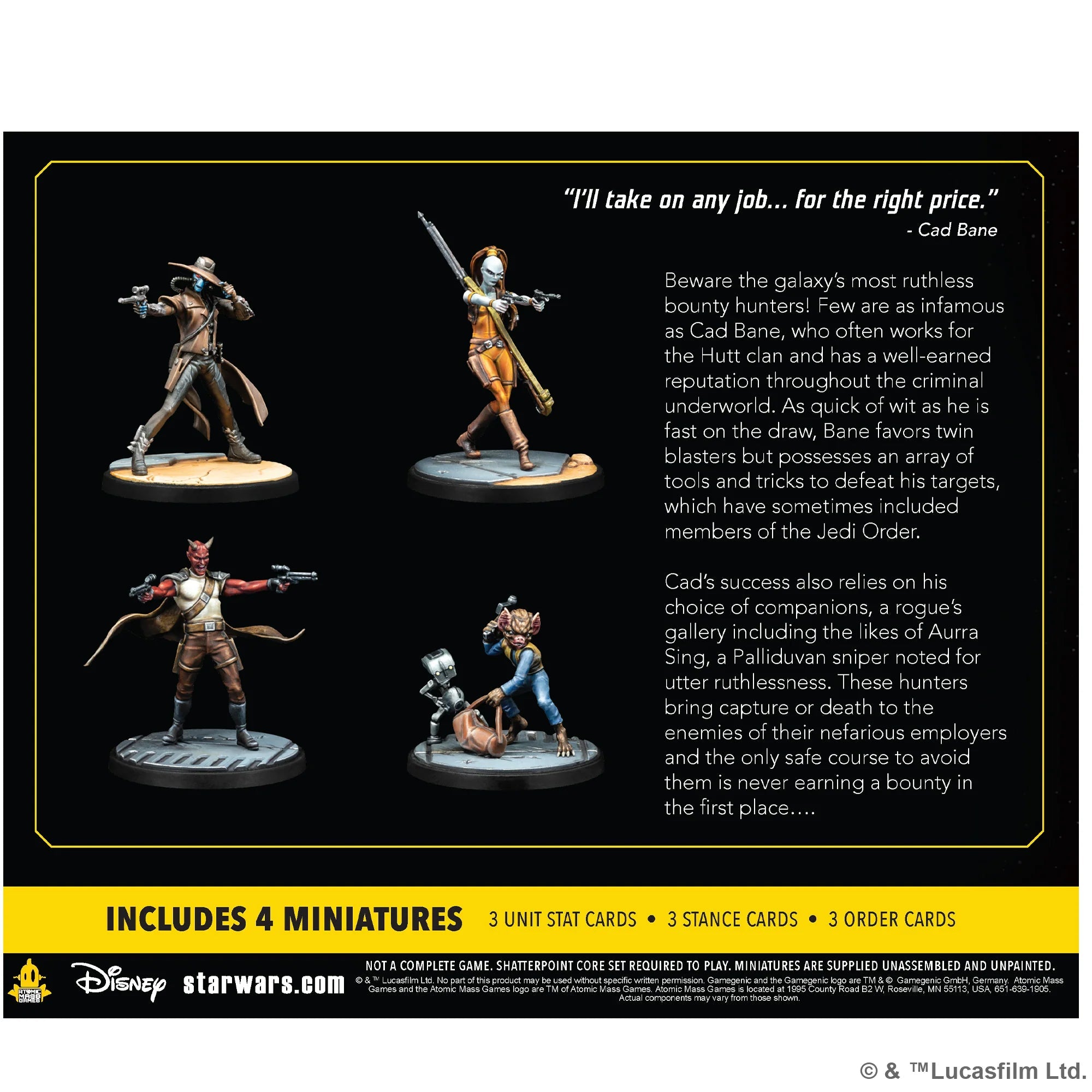 Star Wars: Shatterpoint - Fistful of Credits: Cad Bane Squad Pack Miniatures Atomic Mass