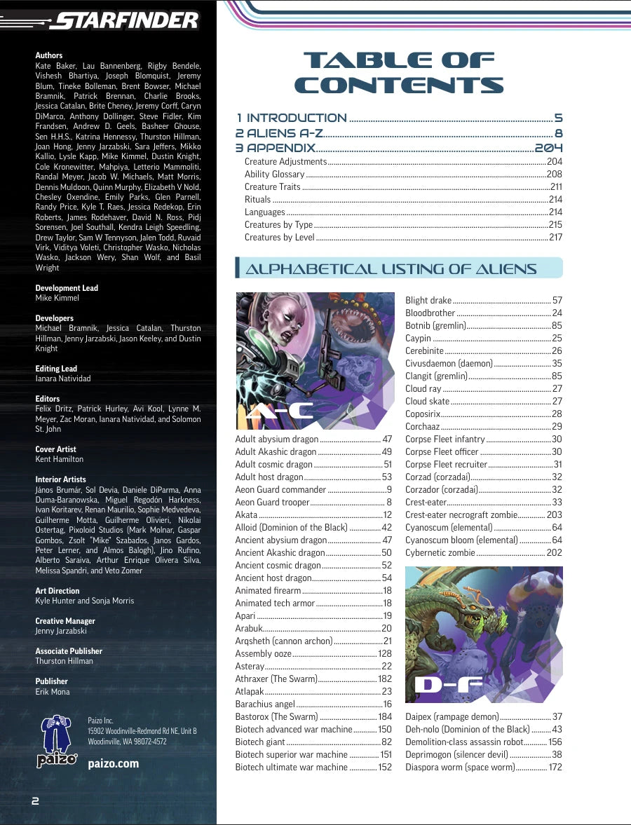 Starfinder 2E: Alien Core Rulebook RPG Paizo 