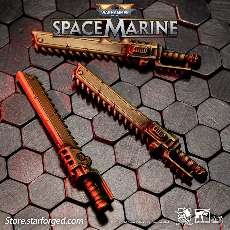 Starforged: Warhammer 40000 Titus‘s Chainsword Keychain Space Marine 2 Keychains Starforged 