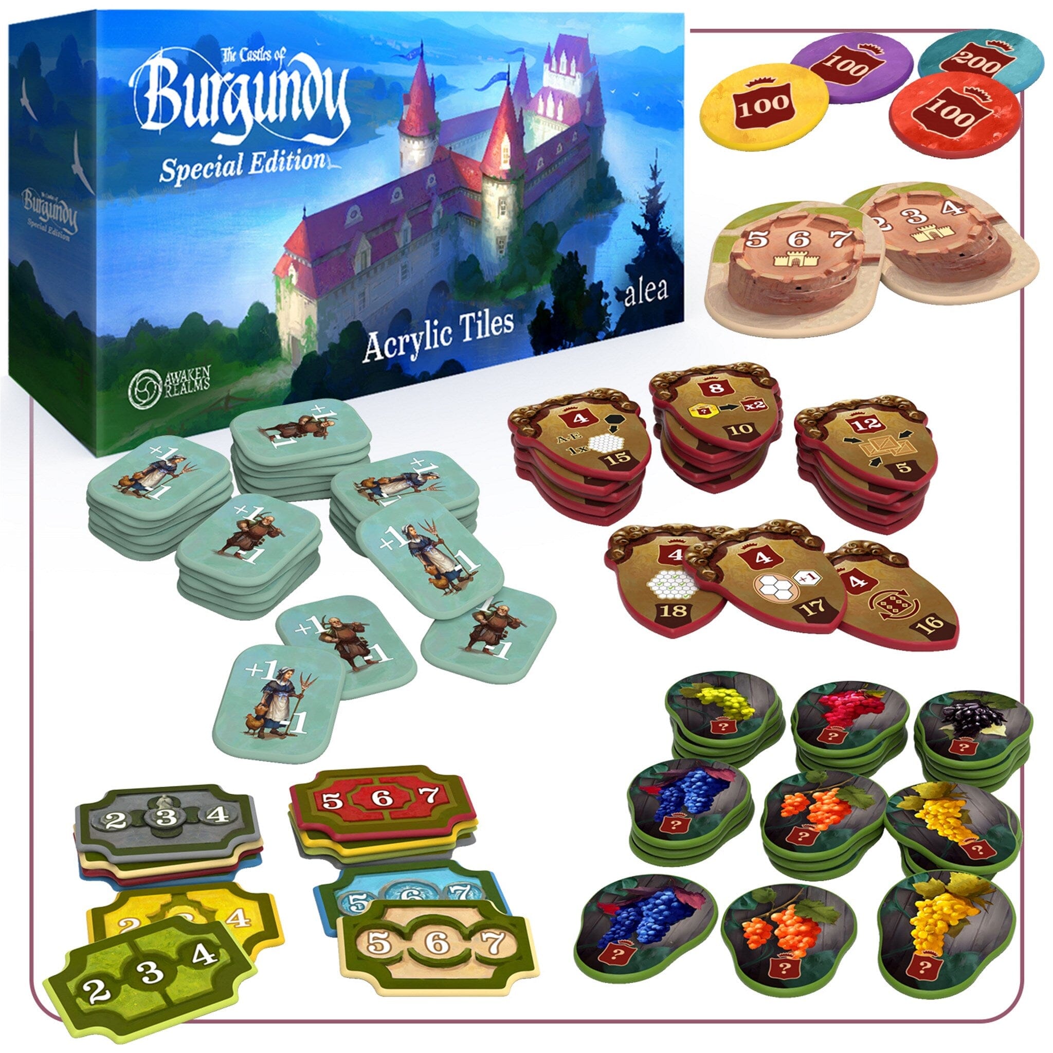 The Castles of Burgundy: Acrylic Upgraded Tokens Accessories RAVENSBURGER