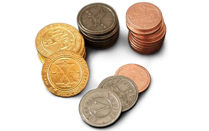50 Metal Coin Board Game Upgrade Set Accessories Swanky Game