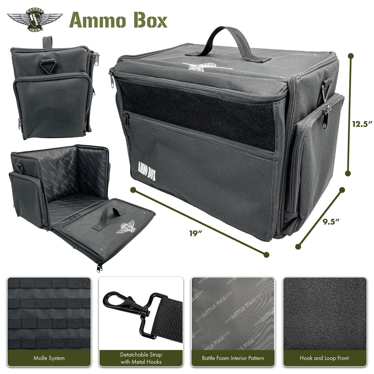 Ammo Box Bag with Magna Rack Slider Load Out Supplies Battle Foam