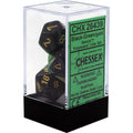Black-Green/gold Gemini Polyhedral 7-Die Set Dice CHESSEX