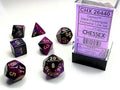 Black-Purple/gold Gemini Polyhedral 7-Die Set Dice CHESSEX