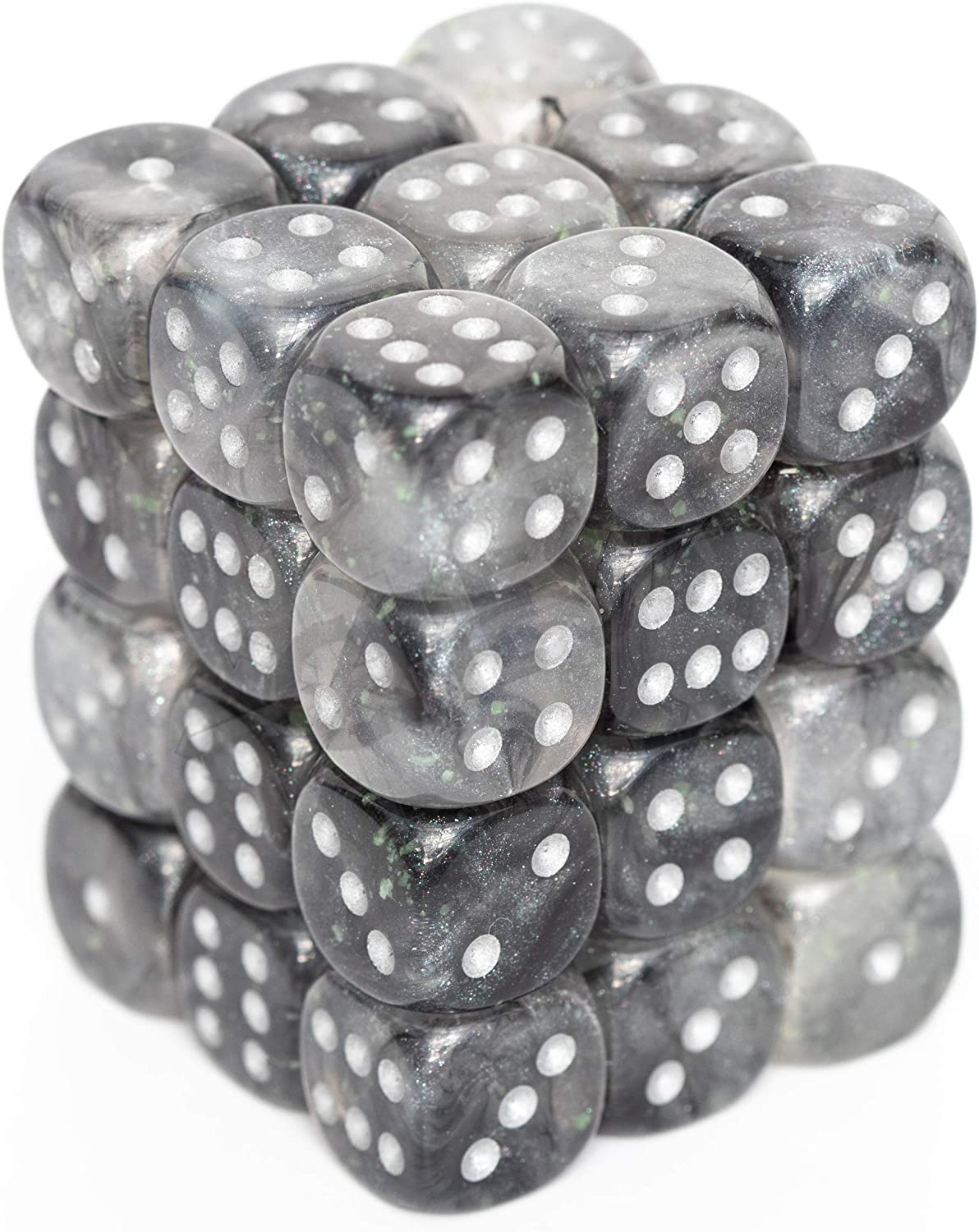 Borealis Light Smoke/Silver: 12mm Dice Block (36 Dice) General CHESSEX