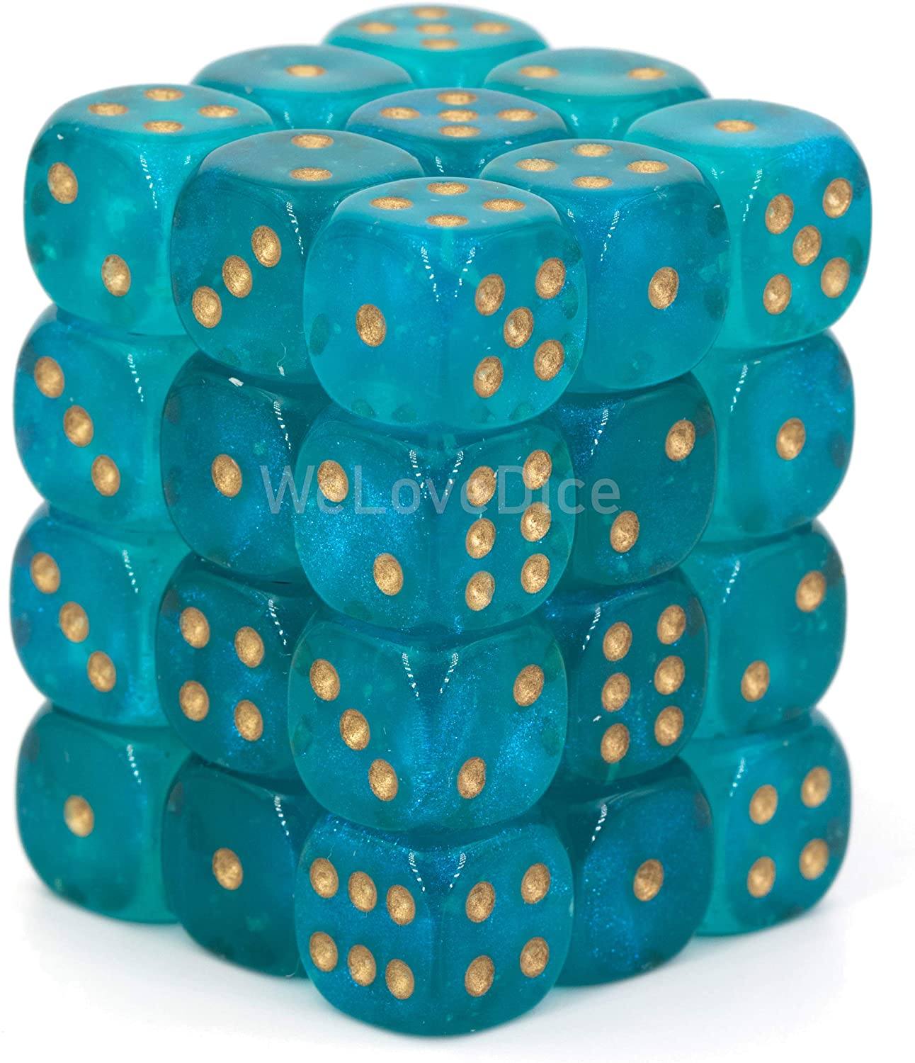 Borealis Teal/Gold: 12mm Dice Block (36 Dice) General CHESSEX