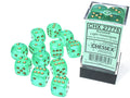 Borealis® 16mm d6 Light Green/gold Luminary™ Dice Block™ (12 dice) Dice Sets & Games CHESSEX