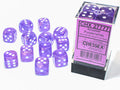 Borealis® 16mm d6 Purple/white Luminary™ Dice Block™ (12 dice) Dice Sets & Games CHESSEX