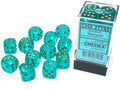 Borealis® 16mm d6 Teal/gold Luminary™ Dice Block™ (12 dice) Dice CHESSEX