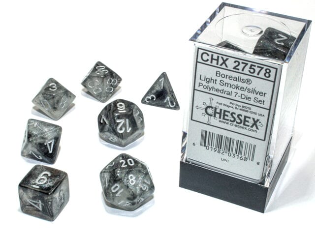 Borealis® Polyhedral Light Smoke/silver Luminary™ 7-Die Set Dice CHESSEX