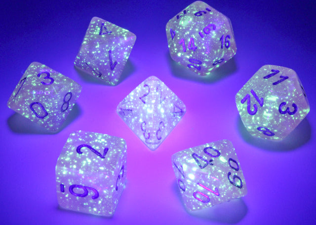 Borealis® Polyhedral Pink/silver Luminary™ 7-Die Set Dice CHESSEX