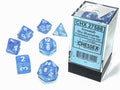 Borealis® Polyhedral Sky Blue/white Luminary™ 7-Die Set Dice CHESSEX