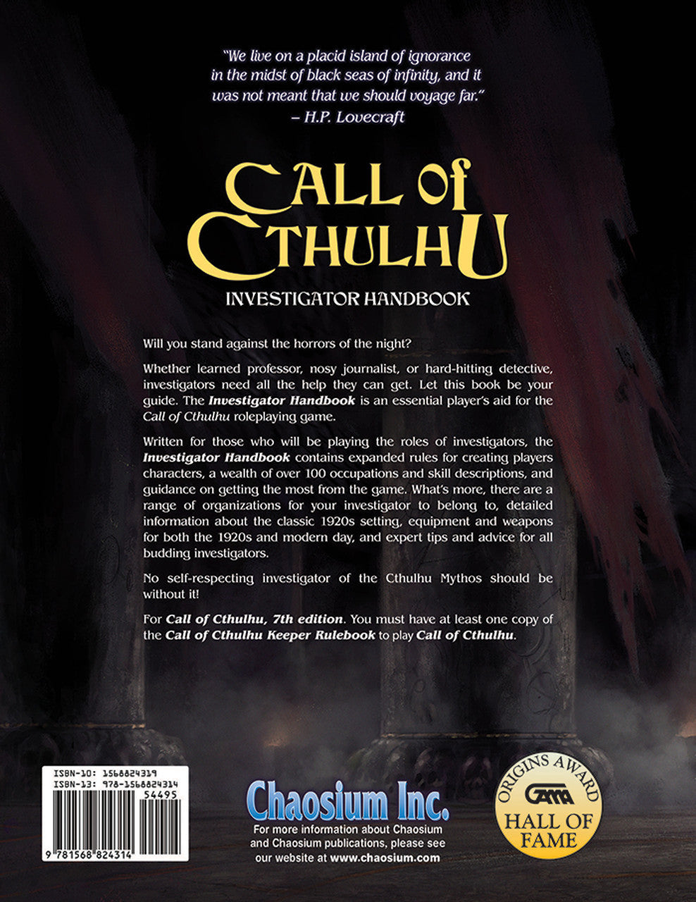 Call of Cthulhu: 7th Edition Hardcover Investigator Handbook RPG Chaosium