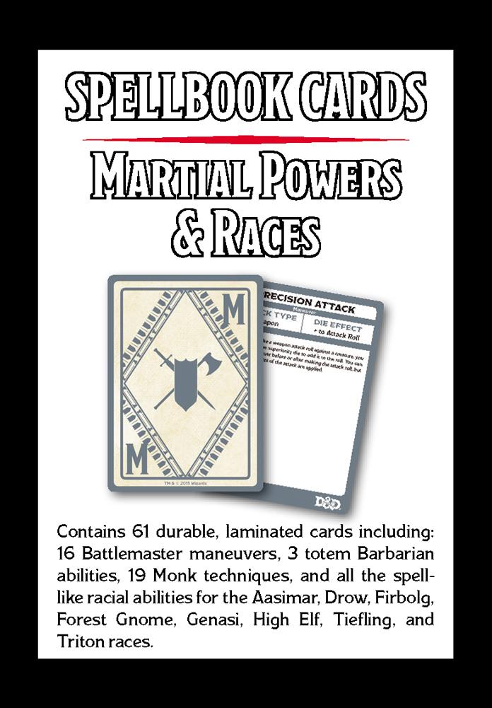 D&D Martial Powers and Races Spellbook Card Deck Role Playing Game Gale Force 9
