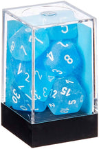 Frosted Caribbean Blue/White: Polyhedral 7-Die Set Dice CHESSEX