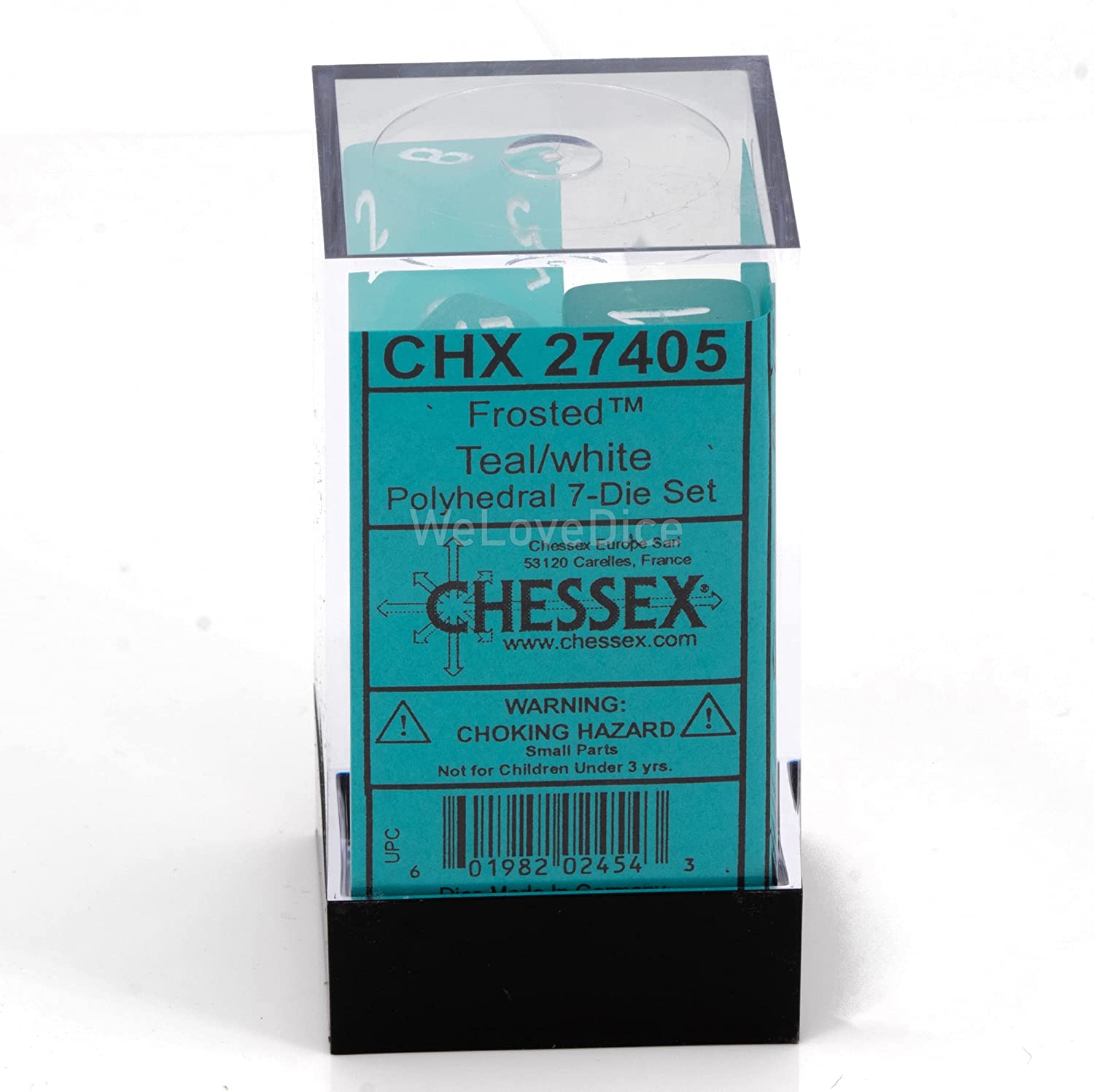 Frosted Teal/White: Polyhedral 7-Die Set Dice CHESSEX