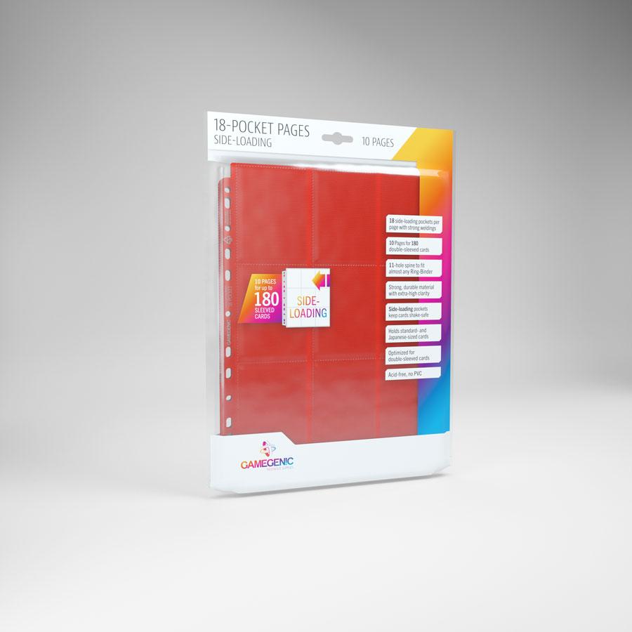 Gamegenic 18-Pocket Pages Side-Loading 10 Pages Supplies Gamegenic Red 