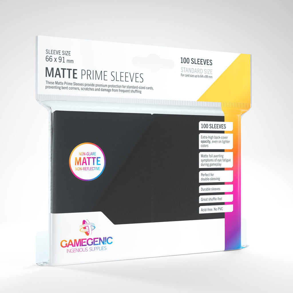Gamegenic Matte Prime Sleeves 100 Sleeves Supplies Gamegenic Black