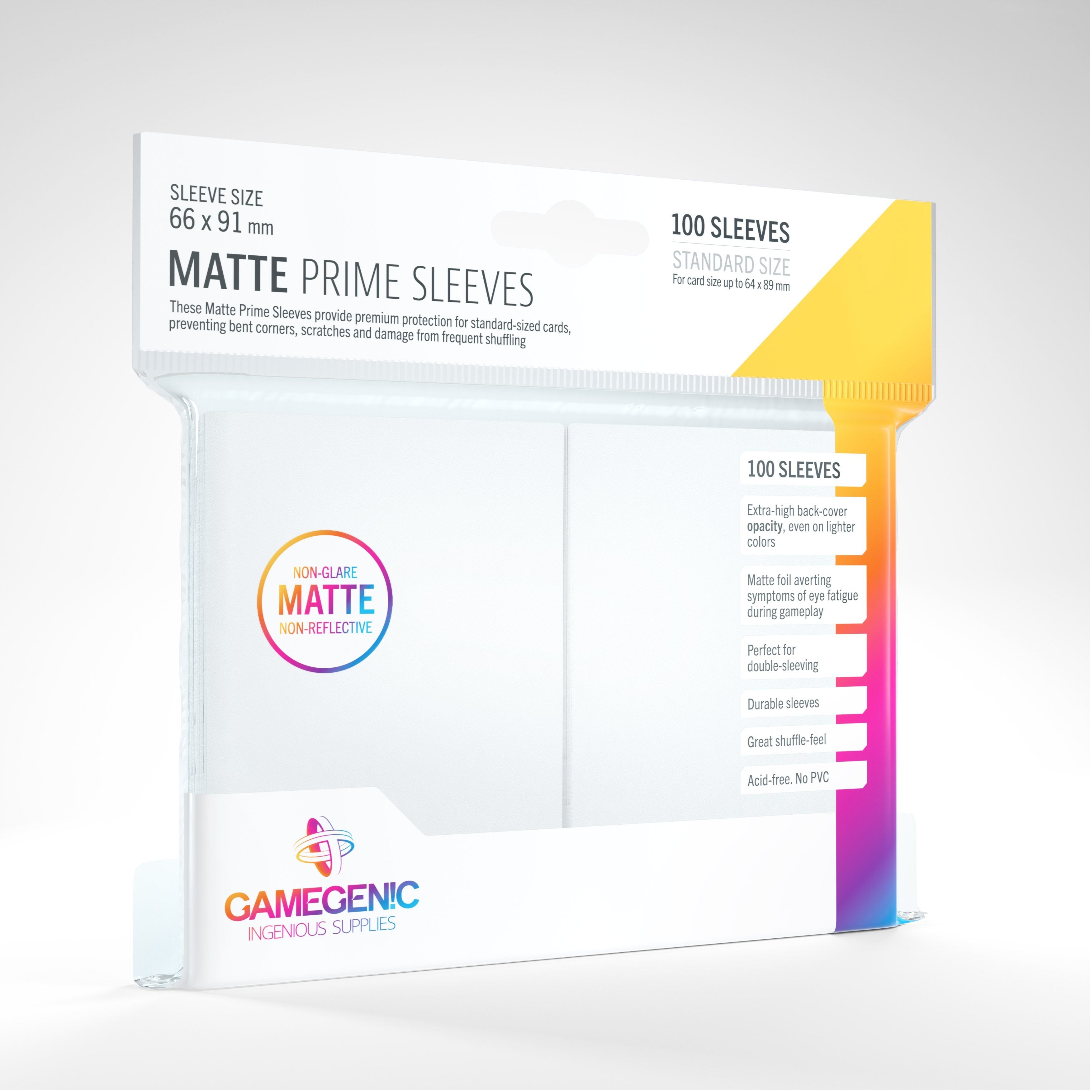 Gamegenic Matte Prime Sleeves 100 Sleeves Supplies Gamegenic White