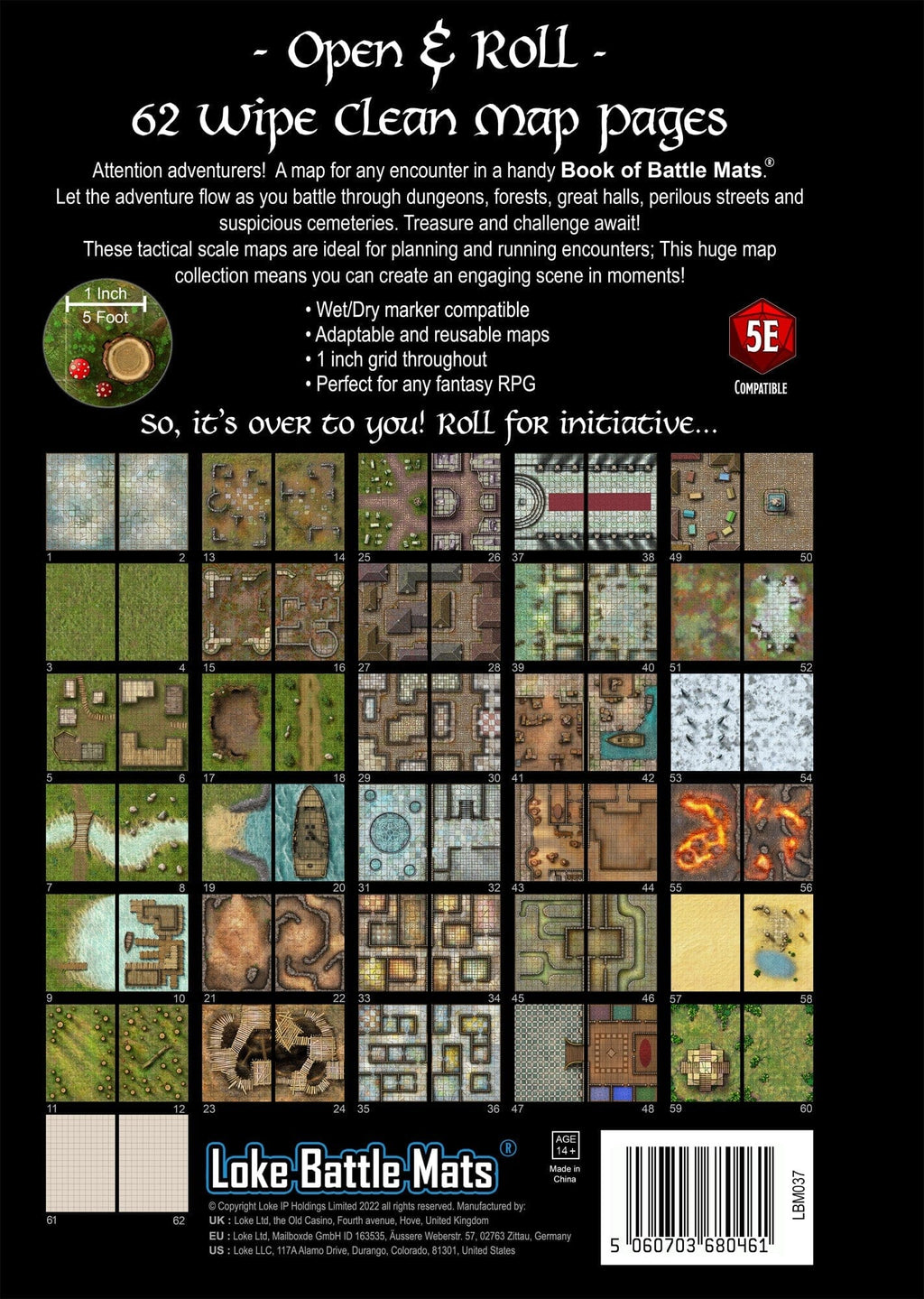 Giant Book of Battle Mats Revised - 12X16" A3 RPG Loke 