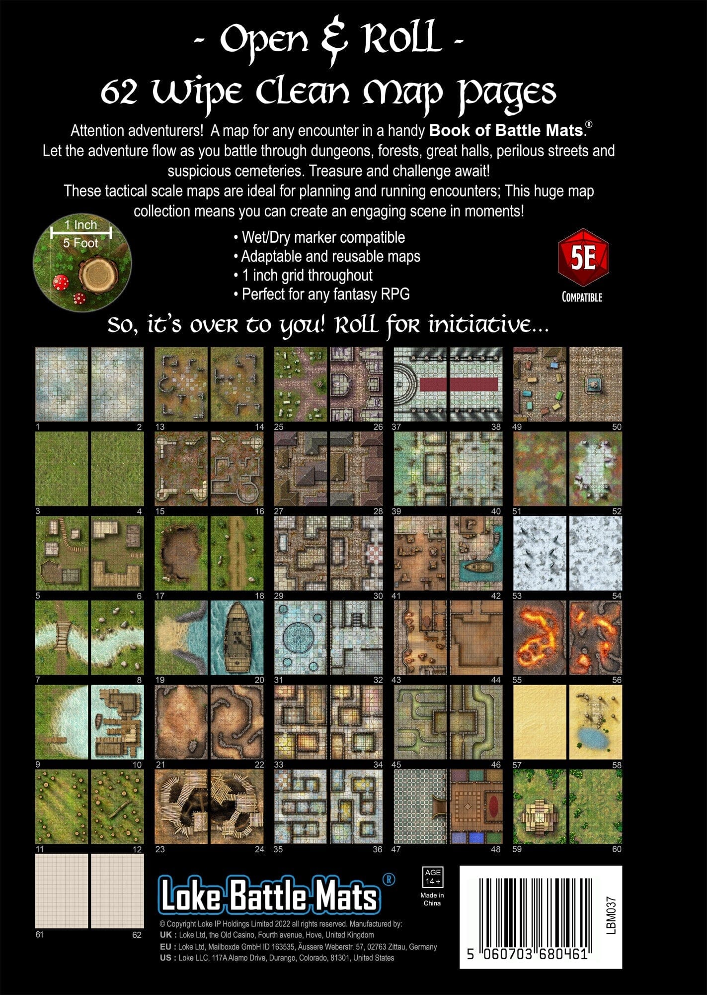 Giant Book of Battle Mats Revised - 12X16" A3 RPG Loke 