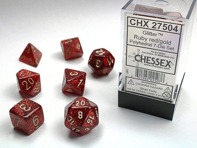 Glitter Polyhedral Ruby/gold 7-Die Set Dice CHESSEX